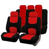 cheap Car Seat Covers-Universal Car Seat Covers Full Set, Breathable Cloth Automotive Seat Protectors with Sporty Two-Tone Design, Airbag Compatible Interior Accessories for Most Sedan, SUV, Truck, Van, 9PCS