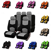 cheap Car Seat Covers-Universal Car Seat Covers Full Set, Breathable Cloth Automotive Seat Protectors with Sporty Two-Tone Design, Airbag Compatible Interior Accessories for Most Sedan, SUV, Truck, Van, 9PCS