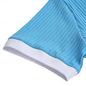 billige Men's Classic Polo-Men's Textured Golf Shirt Casual Work Ribbed Polo Collar Classic Short Sleeve Basic Modern Color Block Color Block Spring &amp; Summer Summer Regular Fit Blue White Yellow Green Gray Textured