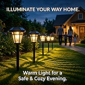 olcso Pathway Lights &amp; Lanterns-4 db napelemes kerti lámpa, kültéri vízálló ösvényvilágítás udvarra, gyepre, teraszra, virágágyásba, villába, nyári partira, kempingezéshez, tájdekorációhoz