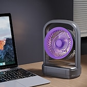 abordables Ventiladores-Ventilador de escritorio con luz y difusor de aromas, ventilador de mesa oscilante de 5 velocidades para oficina o dormitorio, ventilador USB personal silencioso con luz nocturna LED. &amp;Bandeja para