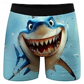  Herr Haj tecknade djur Stretchiga boxershorts Badshorts Boxershorts Rolig Ledigt Hem Strandsemester Elastiskt midjeband Fukttransporterande Andningsbara underkläder Designer Kläder
