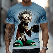 お買い得  3D Tシャツ-男性用 スカル ゾンビ Tシャツ 半袖 Tシャツ 3Dプリント クルーネック シャツ ファッション 誇張された カジュアル 日常 ストリート ブルー ホワイト パープル 夏 春 衣類 S M L XL XXL XXXL