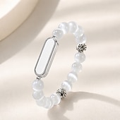 levne Chytré hodinky-Elegantní chytrý náramek pro ženy, fitness tracker ve stylu šperků s perleťově bílým korálkovým designem, stylový tracker aktivit pro každodenní pohodu, módní chytrý náramek s šperky, dárek pro ni