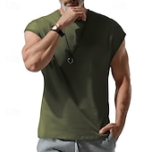 abordables Running Tee &amp; Tank Tops-Men's Solid Colored Workout Tank Top Running Tank Top Gym Tank Top Summer Spring Classic Sleeveless Quick Dry Lightweight Moisture Wicking Breathable Gym Workout Active Training Exercise Black White
