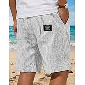 abordables Vacances-Homme Shorts Shorts en Lin Shorts d'été Shorts de plage Cordon de serrage Taille Élastique Uni Confort Respirant Longueur Genou Occasionnel Quotidien Extérieur ancien Vacances Gris blanc bleu marine