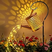 abordables Luces de camino y linternas-Regadera solar con luces en cascada para decoración de jardín exterior, regalos de cumpleaños para mamá, abuela y mujeres, resistente al agua IP65, 2 modos de iluminación, faroles colgantes para el