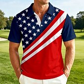  4 de julio de 2026, 250 aniversario Hombre Bandera estadounidense de los Estados Unidos Camisetas polo Manga Corta Camisas de polo Camisas con cuello Casual Ropa Deportiva Atuendo para festival