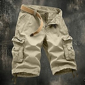 abordables Clásico-Hombre Pantalones tipo cargo Pantalón Corto Cargo Pantalón corto Pantalones cortos casuales Bolsillo Cintura elástica Color sólido Plano Longitud de la rodilla Casual Exterior Ropa de calle Moda Ropa