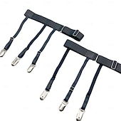 お買い得  家庭用品-メンズシャツステイアップグレード、調節可能な伸縮性ガーター、ミリタリーシャツホルダー、滑り止めロッククランプ付き、しわ防止滑り止めシャツクリップ、伸縮性レッグバンド、男性用調節可能ガーター &amp;女性、シャツ h