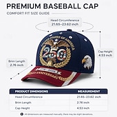 Boné de beisebol comemorativo do 250º aniversário dos EUA, boné patriótico com estampa de águia para homens e mulheres, boné estilo "dad hat" ajustável, boné comemorativo da América 1776-2026 para o