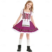 abordables Niños-Víspera de Todos los Santos Oktoberfest Vestidos Disfraz Falda acampanada Oktoberfest / Cerveza bávaro traje de cosplay Viena prados Chica Carnaval Fiesta / Noche Paño de estilo tradicional Vestido
