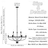 cheap Candle-Style Design-LED Pendant Light 6/9/12-Light Industrial Vintage Large Round Rustic Candle Chandelier for Living Room Bedroom 110-240V
