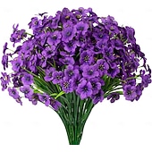 ieftine Flori Artificiale-12 pachete flori artificiale rezistente la UV, plante de exterior, care nu se decolorează, arbuști artificiali din plastic, flori artificiale de mătase, jardinieră, verandă, decorațiuni interioare