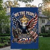 cheap Garden Flag-2PCS 250th Anniversary USA Flag Double Sided Outdoor Patriotic Garden Flag with Statue of Liberty, 4th of July Decorations for US 250th Celebration, USA Merchandise, Commemorative 1776-2026