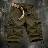 abordables Clásico-Hombre Pantalones tipo cargo Pantalón Corto Cargo Pantalón corto Pantalones cortos casuales Bolsillo Cintura elástica Color sólido Plano Longitud de la rodilla Casual Exterior Ropa de calle Moda Ropa