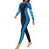 abordables Rash Guards de Una Pieza-Mujer Estándar Camiseta Protección Solar Surf Camiseta de protección solar de cuerpo completo Traje de baño Geométrico Retazos Pierna completa Protección solar UV Protección UV Secado rápido Manga