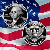 cheap U.S. 250th Anniversary-U.S. 250th Anniversary Commemorative Coin George Washington 1776–2026, Patriotic Eagle &amp; Liberty Design, Collectible American Independence Souvenir