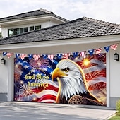 baratos 250º Aniversário-Capa decorativa para porta de garagem comemorativa do 250º aniversário - águia-careca patriótica e bandeira americana, banner para o 4 de julho - capa para porta de garagem para decoração da festa do Dia da Independência de 2026, 2,4 x 2,1 m