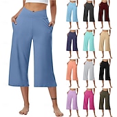 economico gamba larga e vita alta-Per donna Pantaloni capri Pantaloni da yoga Gamba larga Moda Streetwear Casual Lunghezza al polpaccio Misura del girovita medio Semplice Tasca Comodo Comodità Morbido Elasticizzato All'aperto Vacanza