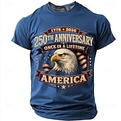  4th of July 2026 250th Men's US Flag 1776 T Shirt Short Sleeve T shirt 3D Print Crew Neck Shirt Patriotic Daily Festival Blue Black Red Summer Spring Clothing Apparel S M L XL XXL XXXL