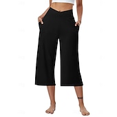 economico gamba larga e vita alta-Per donna Pantaloni capri Pantaloni da yoga Gamba larga Moda Streetwear Casual Lunghezza al polpaccio Misura del girovita medio Semplice Tasca Comodo Comodità Morbido Elasticizzato All'aperto Vacanza