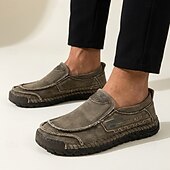 cheap Slip-On Casual Shoes-Men's Gray Slip-On Casual Loafers Lightweight Comfort Walking Shoes Soft Rugged Everyday Footwear for Daily Wear, Travel, Driving, Outdoor Leisure and Weekend Relaxation