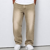  Hombre Pantalones Pantalones casuales 100% Algodón Pantalones de mezclilla Cintura elástica Pierna recta Plano Comodidad Suave Longitud total Casual Diario Exterior Moda Retro Antiguo Azul Piscina