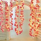 economico Luci solari da esterno-Luci a LED a filo di rame con simulazione di fiori di ciliegio rosa, alimentate a energia solare, lunghezza 2 m/5 m, ideali per matrimoni, feste di Natale, decorazioni per la casa, balconi, giardini,
