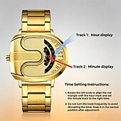abordables Quartz Watches-Men's Luxury Gold Watch Creative Unique Design Rolling Disc Dial Futuristic Cyberpunk Style Stainless Steel Band Waterproof Fashion Cool Casual Wristwatch Gifts for Men