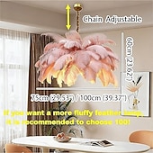 economico Luci Isola cucina-Lampadario a sospensione a LED, splendido lampadario a sospensione extra large con bouquet di piume di struzzo, romantica lampada a sospensione per ristorante e camera da letto.