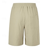 cheap Classic-Men's Shorts Linen Shorts Summer Shorts Beach Shorts Drawstring Pocket 3D Solid Comfort Breathable Knee Length Daily Outdoor Holiday Vacation Fashion Khaki White Inelastic