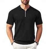 levne Pánské klasické polo-Pánské Polokošile Polo na zip Ležérní Denní Klopa Krátký rukáv Módní Základní Bez vzoru Lehká váha Čtvrtletní zip Léto Jaro Černá Bílá Námořnická modř Khaki Armádní zelená Polokošile