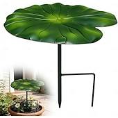 abordables piquets de jardin décoratifs-Ombrelle en forme de feuille de nénuphar, mini parasol imperméable en forme de feuille de nénuphar pour plantes en pot d'extérieur, 21 cm (8,27 pouces), protection pour pots de fleurs