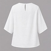 Dames Oogje top T-shirt T-shirts Witte katoenen blouse Elegant Bohemen Modieus Korte mouw Strakke ronde hals Normale tops Casual blauw Wit Zomer Lente