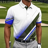 halpa Miesten golfpoolopaita-Miesten Geometrinen Golf Urheilu poolopaidat Lyhythihainen Poolopaidat Kauluspaidat Vapaa-aika Urheilu- ja treenivaatteet Arki-asut 3D-tulostus Napit Kevät kesä Sininen Laivaston sininen Oranssi