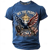 abordables Camisetas Patrióticas 250-4 de julio de 2026, 250 aniversario Hombre Águila Bandera de EE. UU. Camiseta Manga Corta Camiseta Impresión 3D Cuello Barco Camisa Patriótico Diario Festival Azul Piscina Negro Blanco Verano