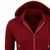 abordables sweats à capuche basiques pour hommes-Homme Sweat à capuche Sweat à capuche zippé intégral Rouge vin Noir bleu marine Gris Clair Gris foncé À capuche Uni Zip Up Occasionnel Quotidien Sport &amp; Loisir Streetwear Frais Vêtements de sport