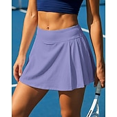 preiswerte Damenröcke &amp; Skorts-Damen Einfarbig Lässiger Rock Tennisröcke mit Shorts Sportrock Ärmellos Tasche Elastischer Bund Sportlich Leicht Elastisch Feuchtigkeitsableitend Atmungsaktiv Tennis Golfspiel Laufen Rock Dunkelrosa