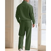 cheap Tracksuits-Men's Tracksuit Jogging Suit Workout Suits Drawstring with Pocket Solid Colored Athletic Clothing Set Fall Black White Outdoor Travel Sports Windproof Warm Breathable Long Sleeve Sport Activewear