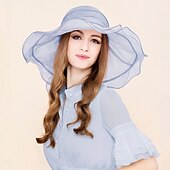 voordelige Feesthoeden-hoed Organza Zomerhoed Slappe hoed Bruiloft Elegant Romantisch Dame Met Strik Helm Hoofddeksels