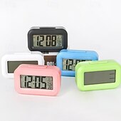 お買い得  彫刻-1ps 多機能電子時計 - 学生寮のベッドサイド電子時計、ナイトライト、温度、時刻、小型アラーム付き、卓上テーブルクロック