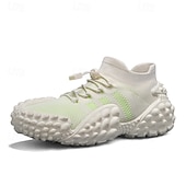 cheap Casual Sneakers-Men's Knit Sock Sneakers, Lace-Up Chunky Sole Walking Shoes, Breathable Sport Casual Shoes for Hiking, Travel, Daily Wear