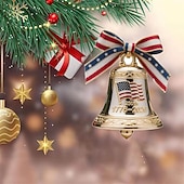  Lot de 3 cloches de Noël commémoratives du 250e anniversaire des États-Unis (1776-2026), en métal, aux couleurs du drapeau américain, idéales pour décorer le sapin ou comme souvenir. Cadeau idéal pour