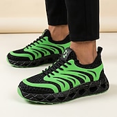 economico Sneakers Casual-Scarpe da ginnastica atletiche da uomo nere e verdi, leggere, traspiranti, con lacci, ideali per la corsa e la camminata, con ammortizzazione, perfette per jogging, allenamento in palestra, viaggi e attività quotidiana.