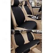  Universal 7pcs Car Seat Covers Full Set, Breathable Linen Front and Rear Seat Cushions with Backrest Protectors, Airbag Compatible Seat Pad for Most Cars, SUV, Truck, Storage Pockets