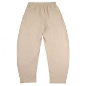 cheap Classic-Men's Linen Pants Summer Pants Harem Pants Drawstring Elastic Waist Plain Comfort Breathable Full Length Casual Outdoor Holiday Vacation Fashion Black White Inelastic