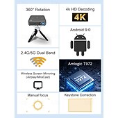 Недорогие Проекторы-Умный мини-проектор DLP на базе Android, портативный карманный проектор с поддержкой декодирования 4K. &amp;3D, встроенный аккумулятор 3000 мАч, двойной Wi-Fi 5G, Bluetooth, коррекция трапецеидальных