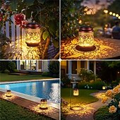 זול Luzes e lanternas de caminho-Solar Hummingbird Lanterns Outdoor Hanging Decor Lantern, Hollow Out Metal Decorative Garden Light, Graceful Decoration for Patio, Yard, Landscape, Walkway, Festival Decor Lighting 1X