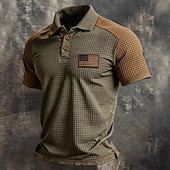 levne Pánské klasické polo-Pánské Golfová košile Vaflové pletené polo tričko Ležérní Obchod Klasický Krátký rukáv Vinobraní Módní Pevná barva Slátanina Retro styl Léto Jaro Celý rok Běžný Armádní zelená Golfová košile